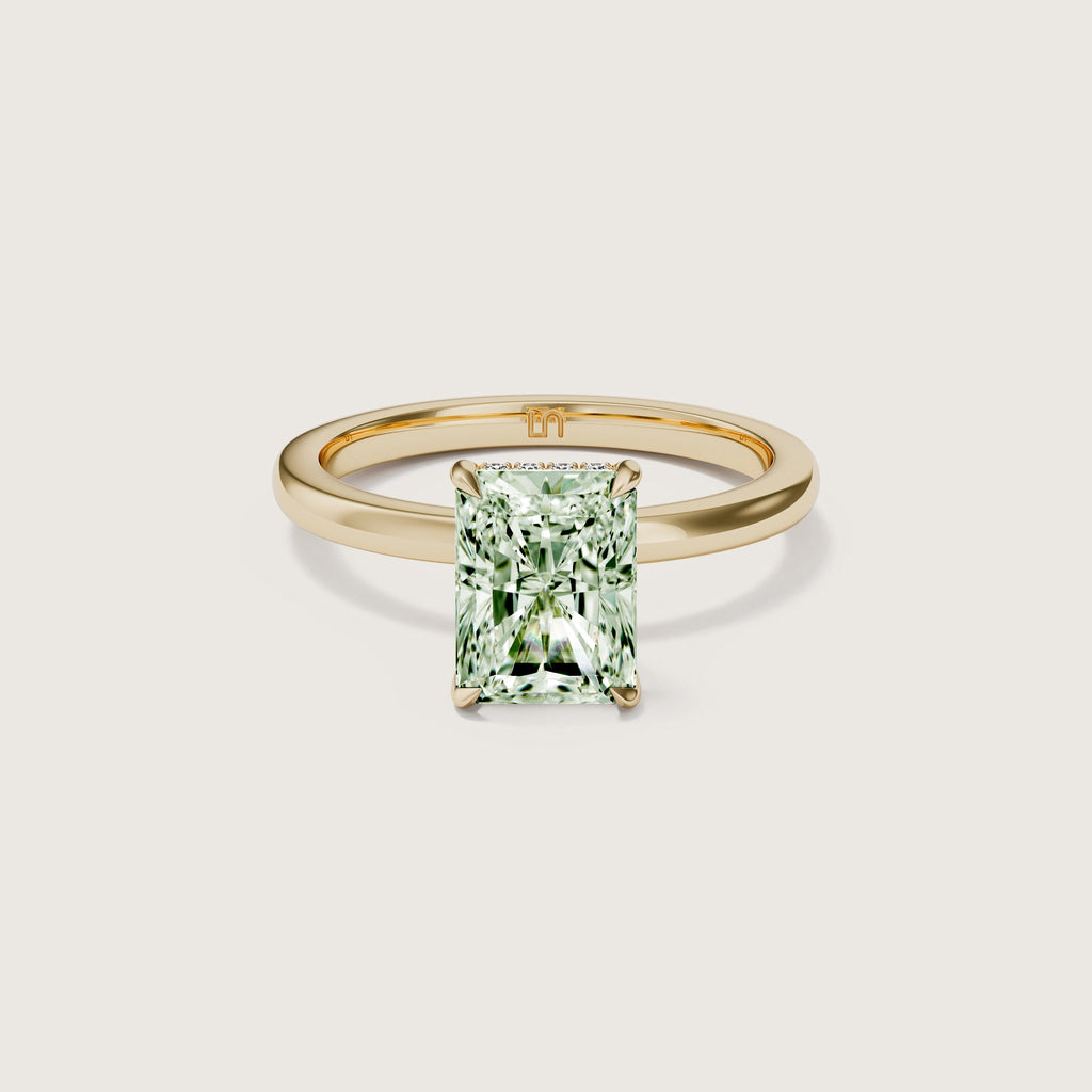 Bianca Radiant Solitaire Green Diamond - Hidden Halo