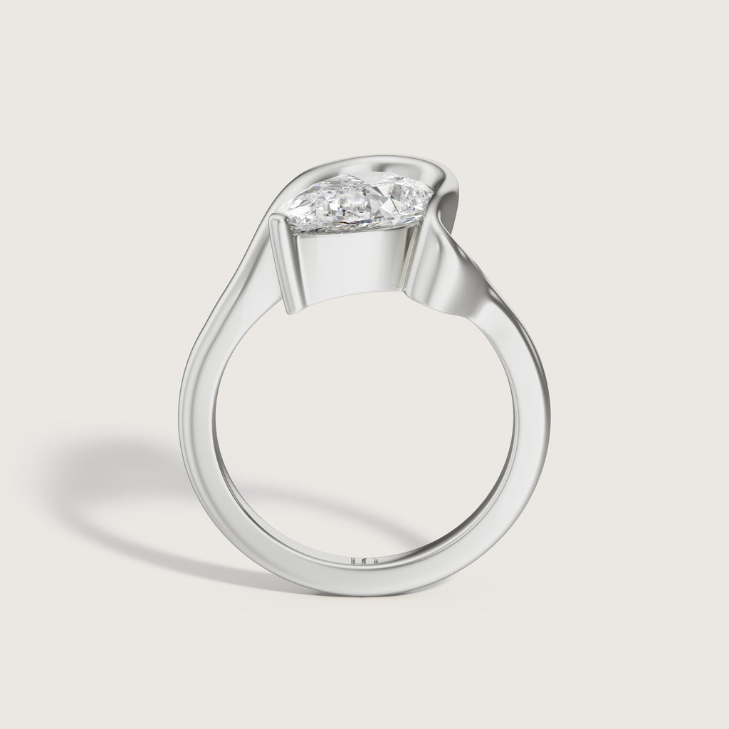 Bloom Pear Half Bezel Solitaire