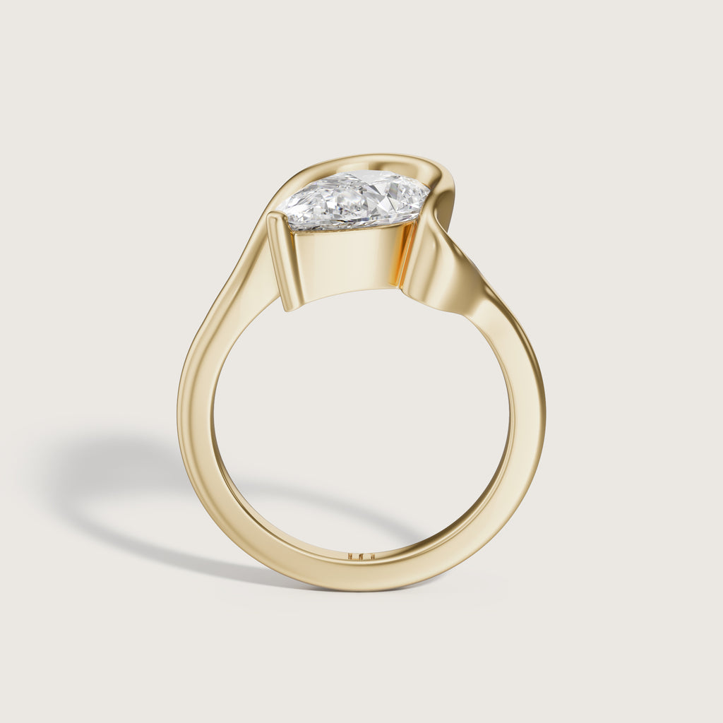 Bloom Pear Half Bezel Solitaire