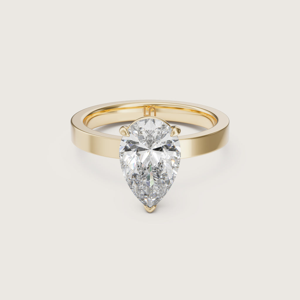 Cleo Flat Band Pear Solitaire
