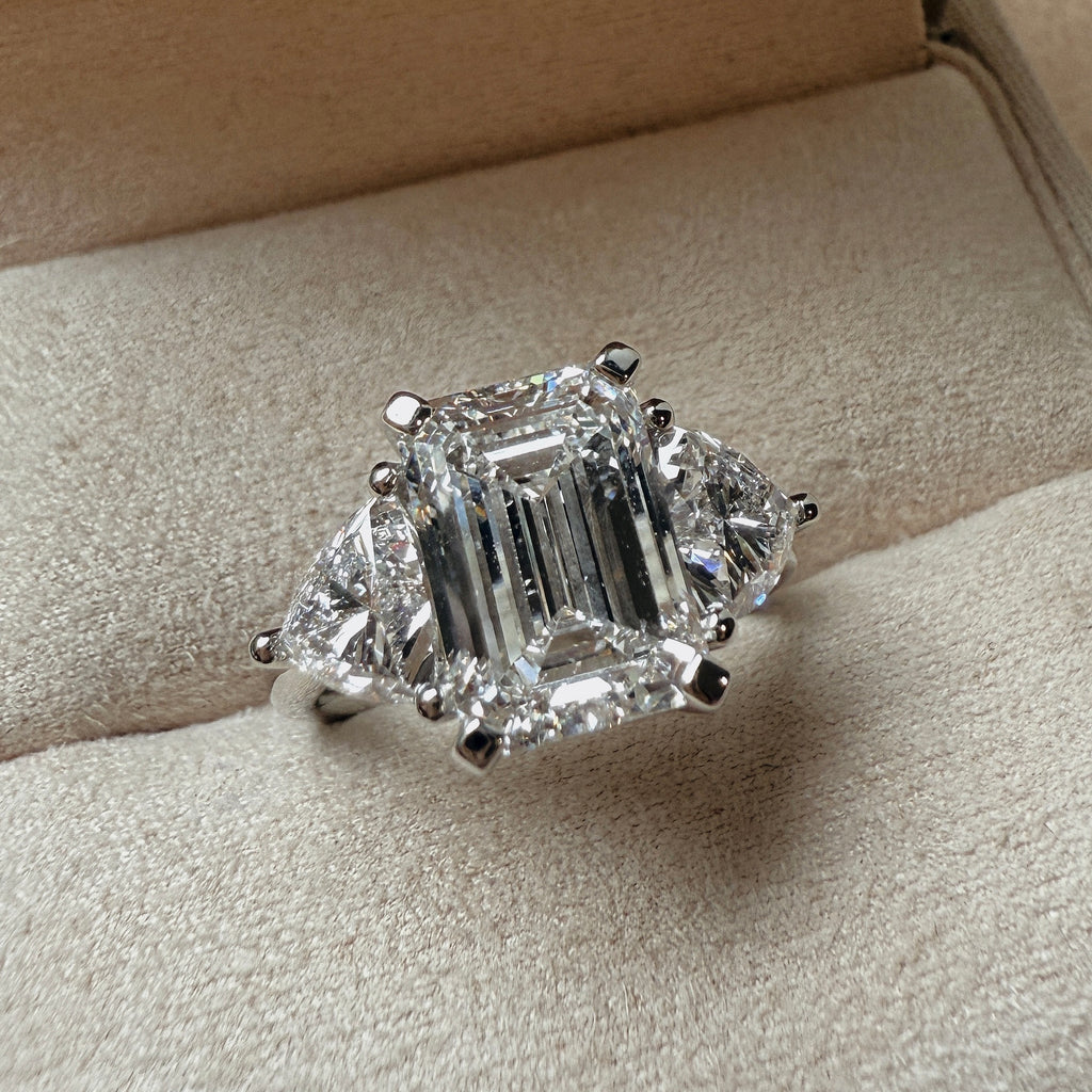 Anais - 4.02Ct Emerald Cut & Trilliant Trilogy