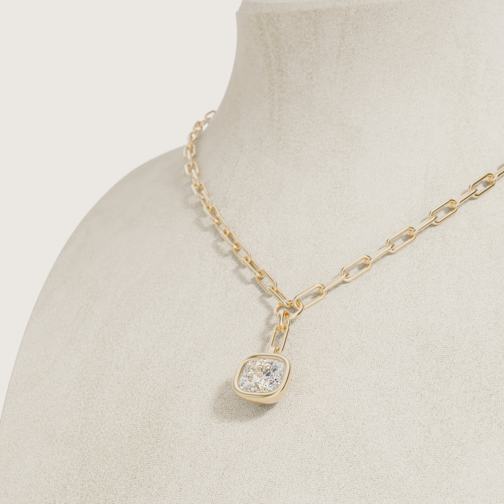 Iris Cushion Diamond Bezel Pendant Necklace