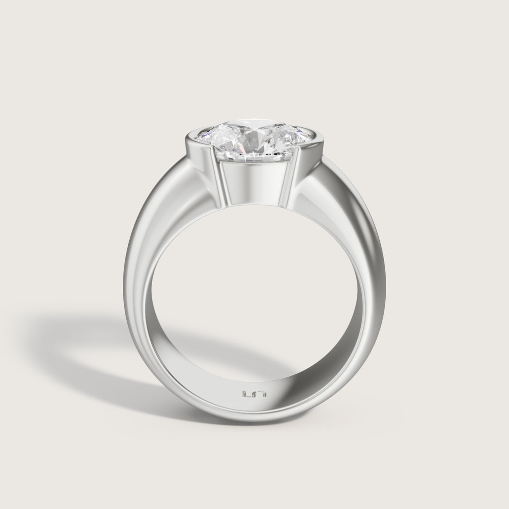 LINDELLI_Julep_Half_Bezel_Domed_Ring_White_Gold_Platinum