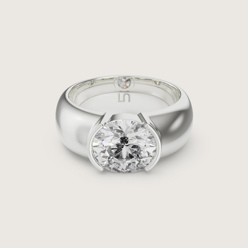 LINDELLI_Julep_Half_Bezel_Domed_Ring_White_Gold_Platinum