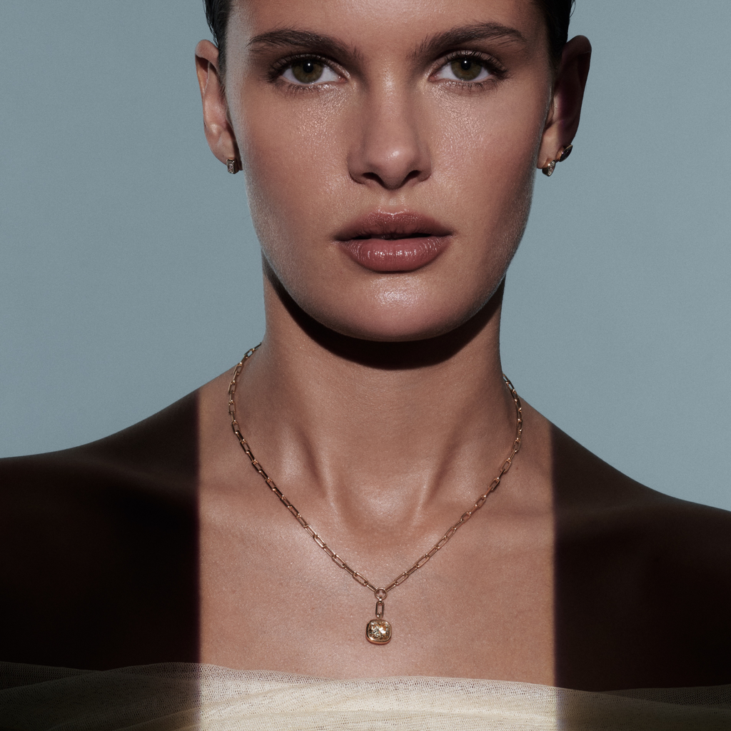 Iris Cushion Diamond Bezel Pendant Necklace