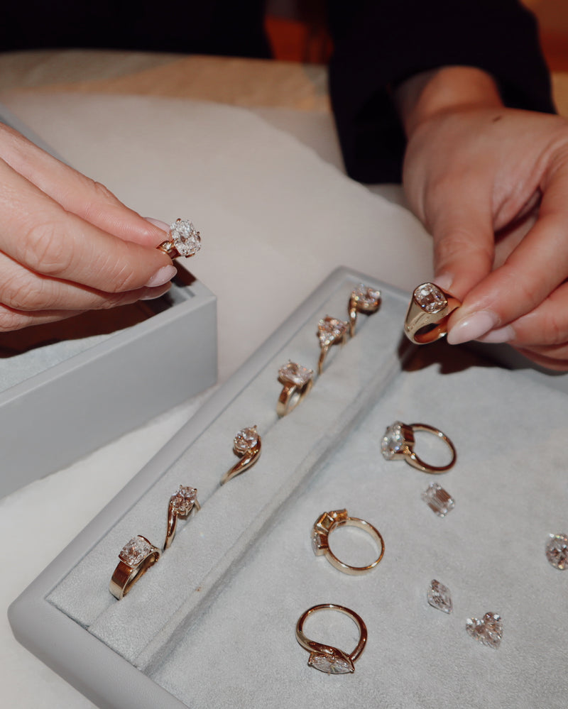 Exploring LINDELLI's signature designs during a consultation.