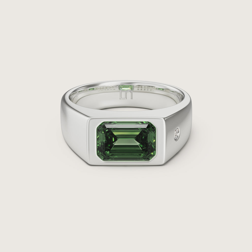 Palu Green Emerald Cut Diamond Ring