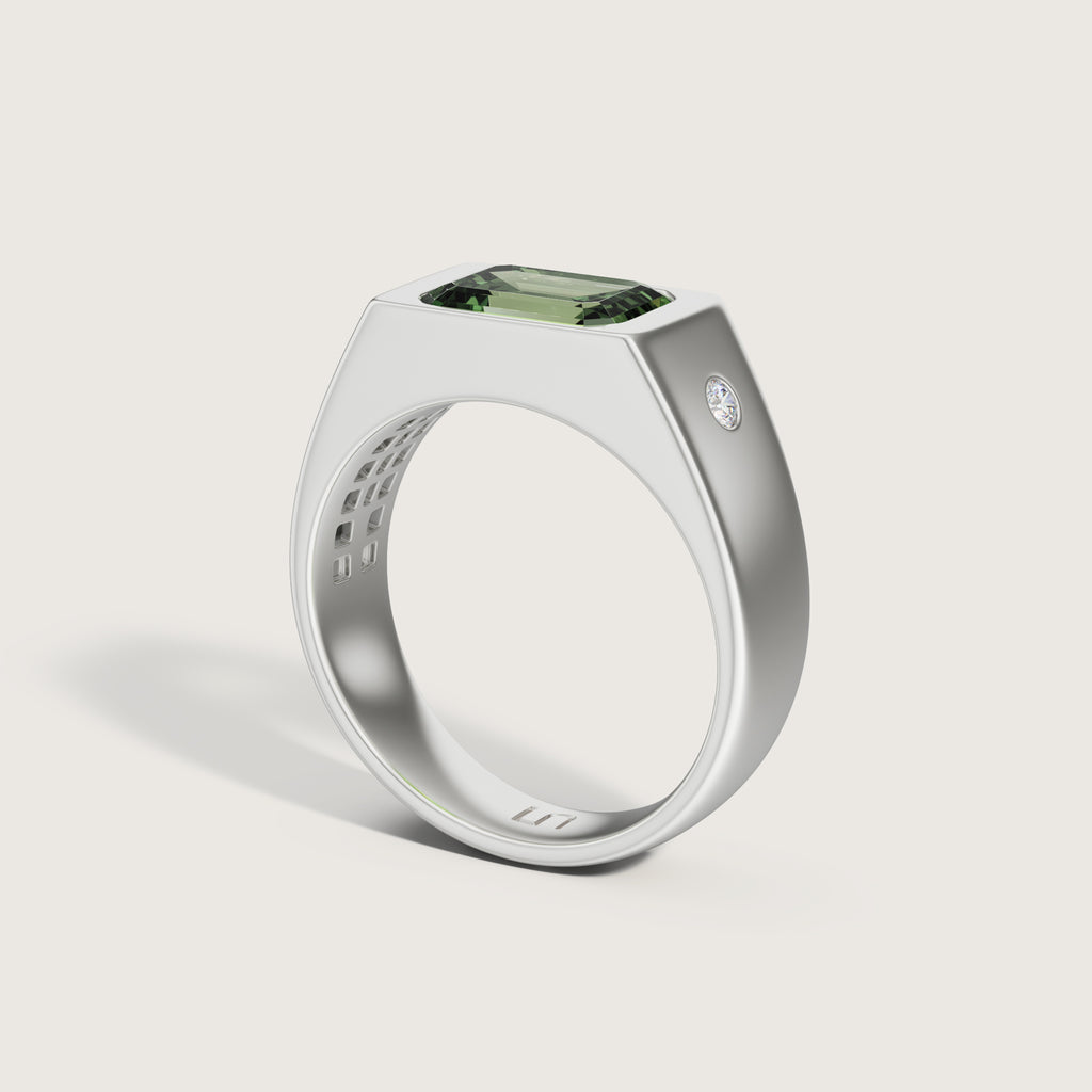 Palu Green Emerald Cut Diamond Ring