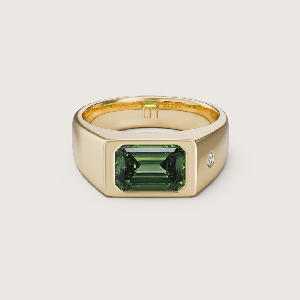Palu Green Emerald Cut Diamond Ring