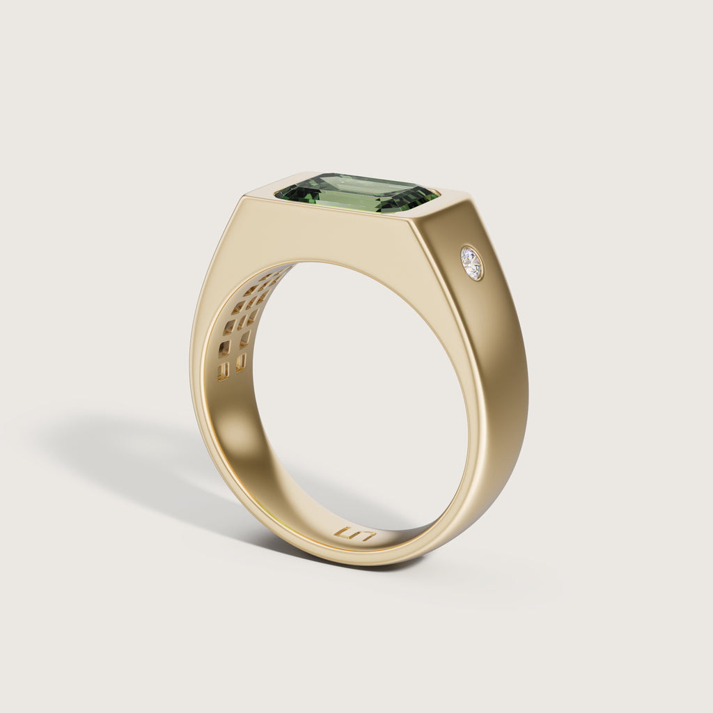 Palu Green Emerald Cut Diamond Ring