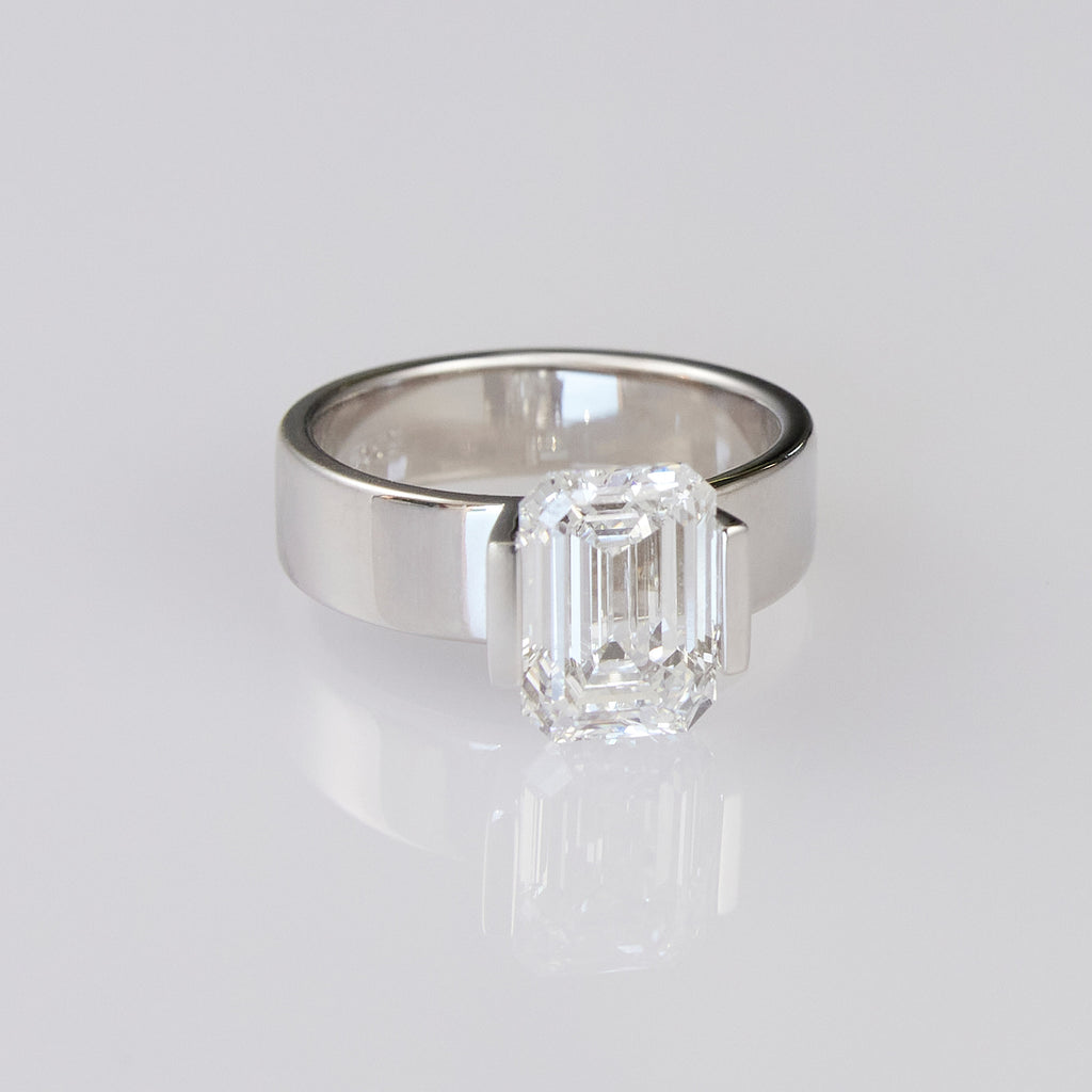 Sfera- 3.04 Carat Emerald Cut Diamond Flat Band Ring